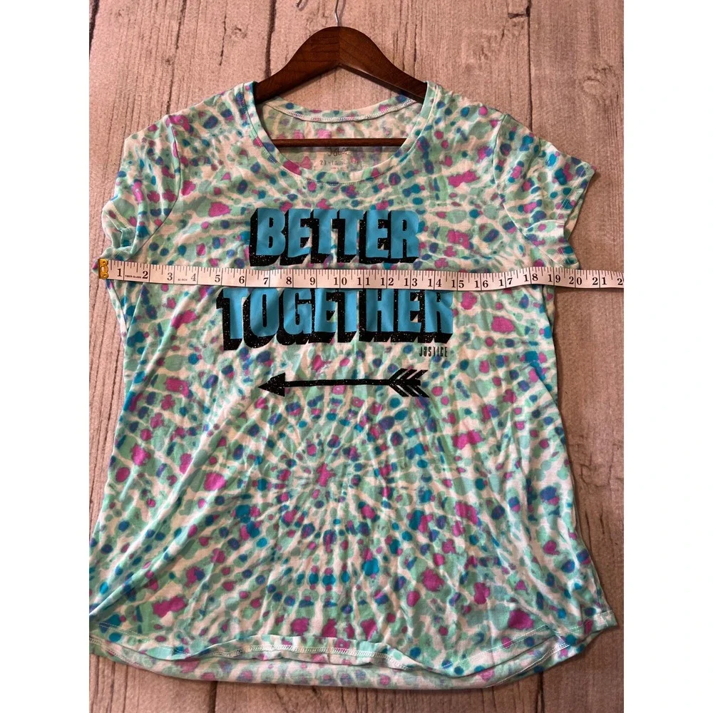 Justice Girls Tie Dye Graphic T‎ Shirt Better Together Arrow Tee